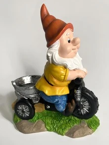 Resin Crafts Dwarf Figurine Riding Tricycle, Decorative Gonk For Garden - Multicolor - View 1