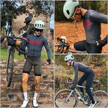 Men's Cycling Bike Jersey Long Sleeve With 3 Rear Pockets Moisture Wicking - 深灰色 - 查看 10