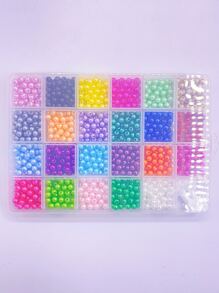 1 盒 ABS 高光多色仿珍珠珠，带直孔，适合 DIY 珠宝制作，包括 24 个网格，用于手链和项链 - 彩色 - 查看 4