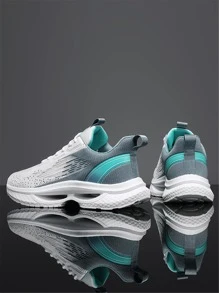 男士競技漸變色輕便運動鞋帶預綁蕾絲,透氣網布跑步鞋 - 藍色 - 查看 4