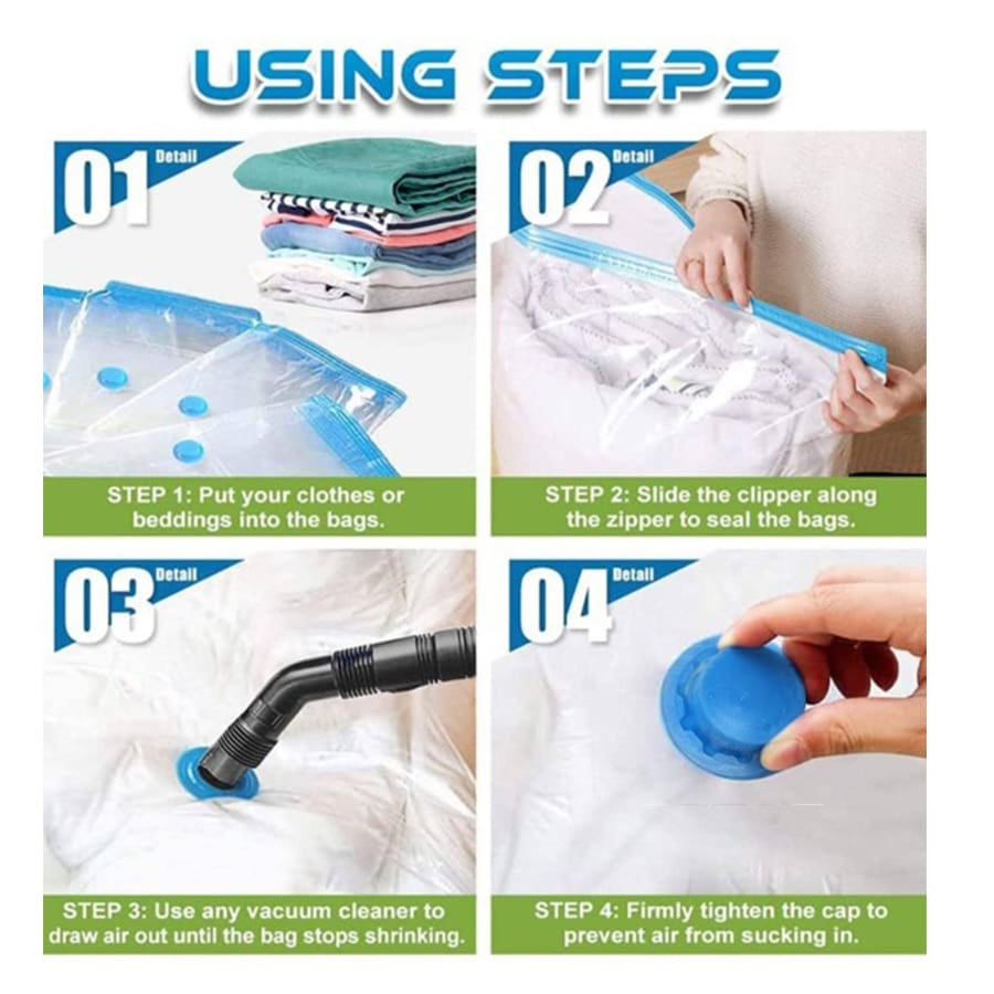6pcs Air Vacuum Bag With 1pc Pump, Minimalist Air Vacuum Bag & Pump Set
