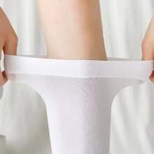 3雙/套女式素色壓力襪，包括過膝、及膝和及踝款式 - 白色 - 查看 5