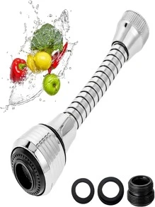 1pc Kitchen Tap Extender Water Filter Nozzle With Splash-proof Design For Water Saving And Spraying - Silver - View 3