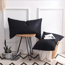 2pcs Solid Color Pillow Case Without Filler, Modern Polyester Soft Bedding Pillow Case For Household