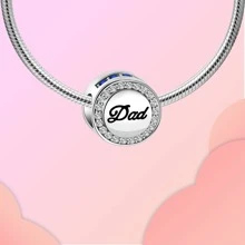 Silver-Plated Pendant, Round Blue Crystal Pendant Bead, Suitable For Bracelet DIY, Women Jewelry - Silver - View 2