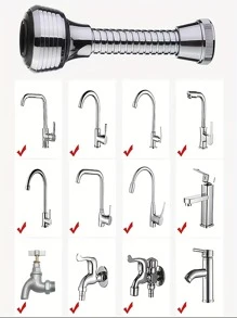 1pc Kitchen Tap Extender Water Filter Nozzle With Splash-proof Design For Water Saving And Spraying - Silver - View 6