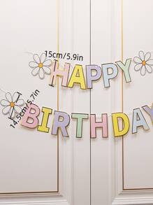 1pc Daisy Bunting Banner In Pastel Macaron Colors For Birthday Parties (Paper), - Multicolor - View 3