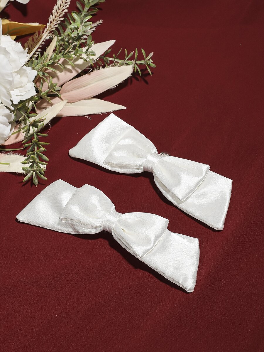 2pcs Bowknot Shoe Clips Bridal Shoe Decorations - White - View 1