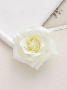 1 Miếng Trắng Hoa hồng nhân tạo Hoa cài áo - trắng - Xem 3