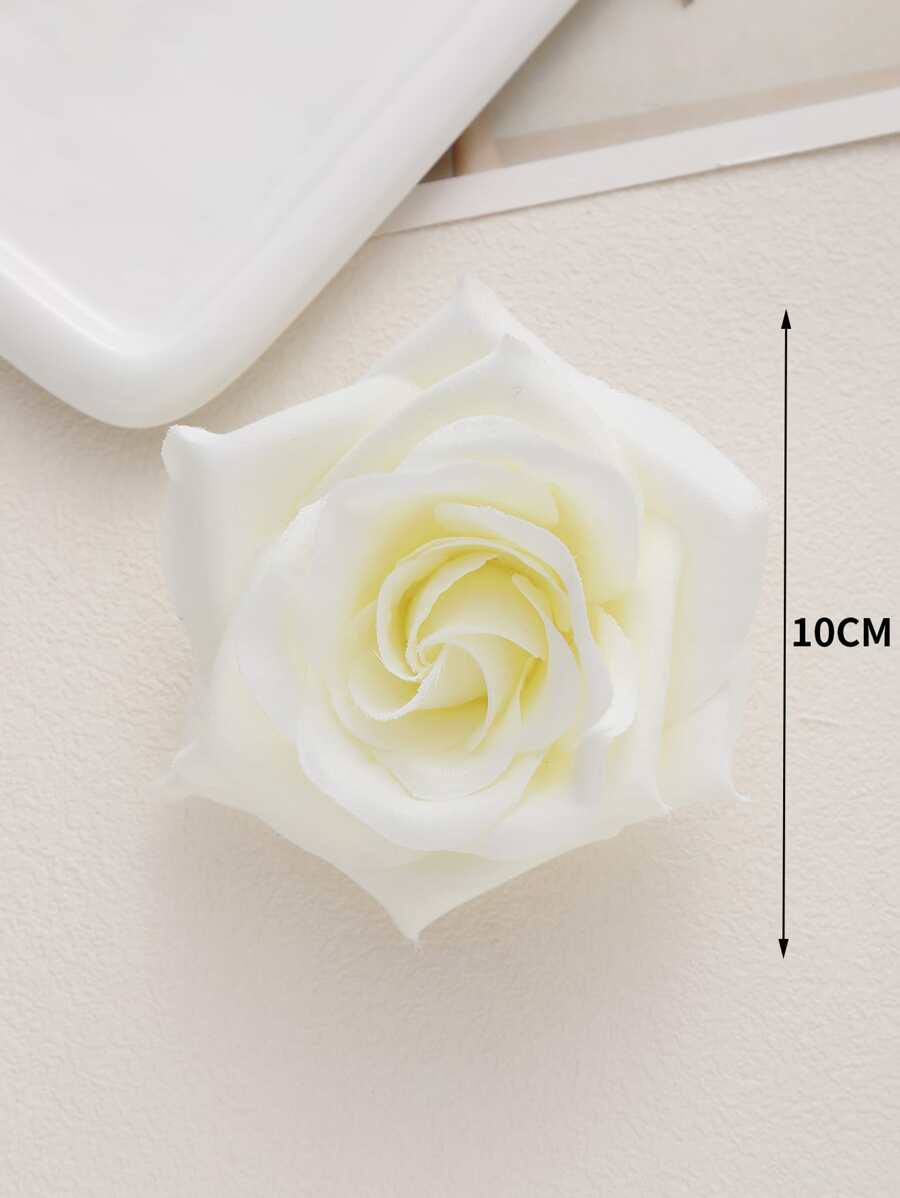 1 Miếng Trắng Hoa hồng nhân tạo Hoa cài áo - trắng - Xem 1