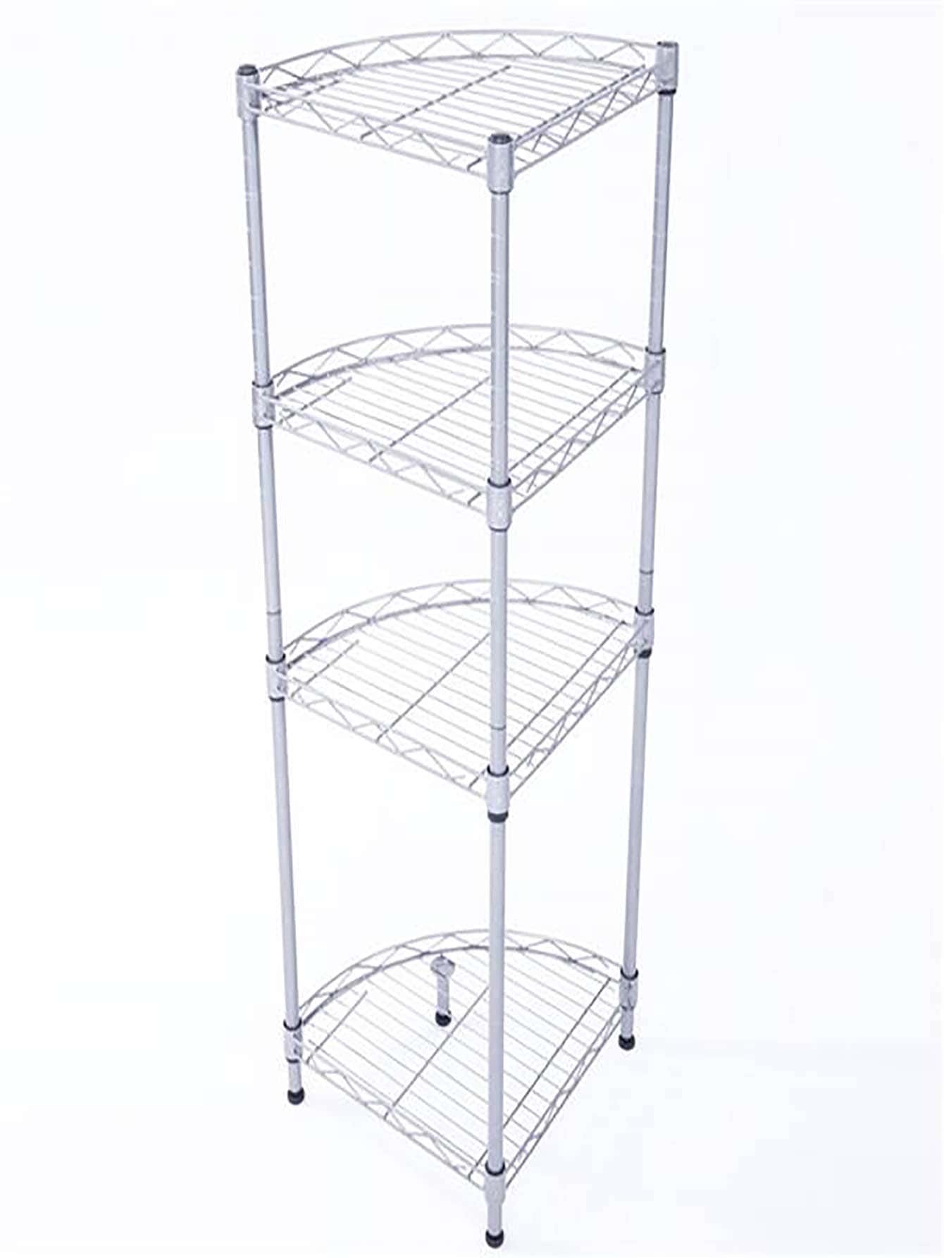 4Tier FanShaped Storage Rack Steel Wire Corner Shelving Unit, Space