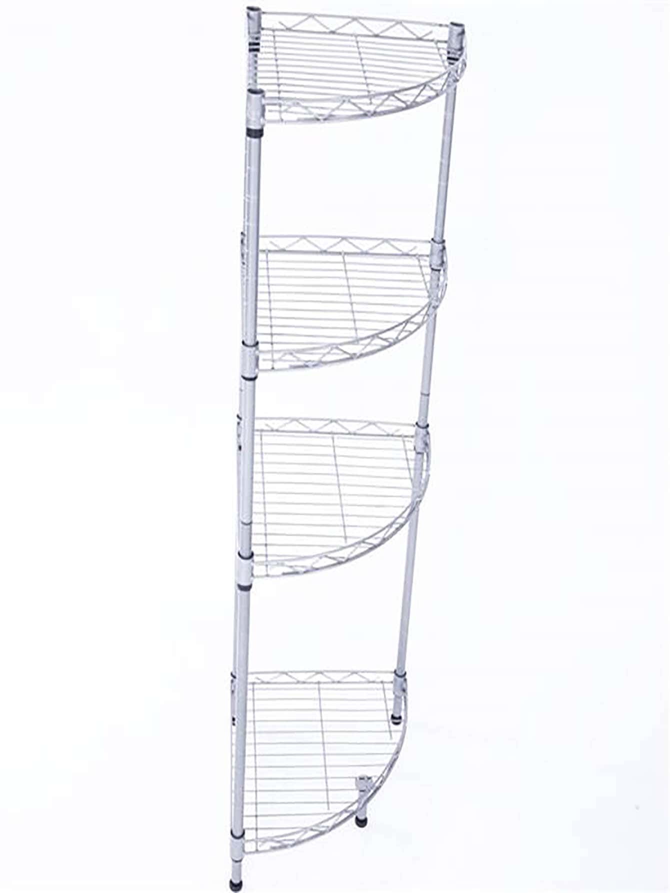 4Tier FanShaped Storage Rack Steel Wire Corner Shelving Unit, Space