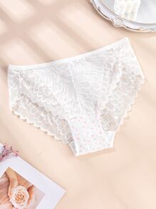 大碼花卉蕾絲貝殼邊內褲