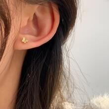 1 par Pendientes micro incrustado con diamante de imitación plata con diseño de mariposa , adecuado para uso diario con festivo regalo