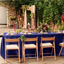 Xa ten Khăn trải bàn Trơn tru Chất vải Sang trọng Lụa Bàn Vải Cho bữa tiệc Lễ cưới Bữa tối Nhà hàng - Màu xanh hải quân - Xem 2