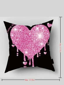 1入組閃閃發光愛心圖案抱枕套 - 彩色 - 查看 3