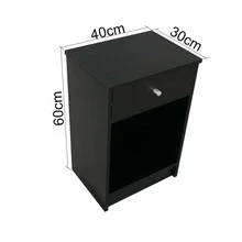 Round Handle Night Stand with One Drawer Black - 咖啡棕 - 查看 4