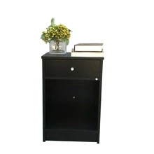 Round Handle Night Stand with One Drawer Black - 咖啡棕 - 查看 5