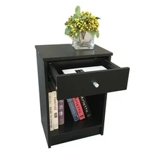 Round Handle Night Stand with One Drawer Black - 咖啡棕 - 查看 6