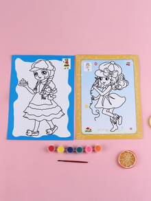 5pcs Super Size Random Pattern Watercolor Drawing Pad For Diy Painting Cartoon Filling, 4 Colours - Multicolor - View 4