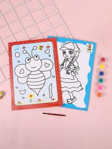 5pcs Super Size Random Pattern Watercolor Drawing Pad For Diy Painting Cartoon Filling, 4 Colours - Multicolor - View 6