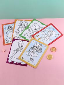 5pcs Super Size Random Pattern Watercolor Drawing Pad For Diy Painting Cartoon Filling, 4 Colours - Multicolor - View 5