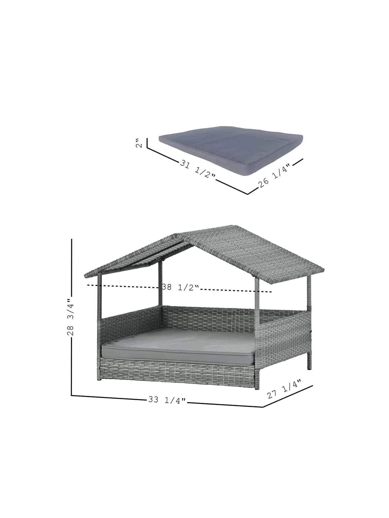 Dog Bed, Pet Bed, Pet Outdoor Patio Furniture, Seasonal Wicker Pet Furniture, Dog Bed With