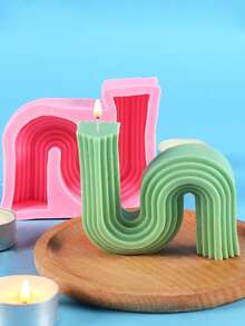 1 Miếng Khuôn silicon DIY Đối với Làm Hình thang , S Hình dạng , Hình học , Cột riêng Hình dạng , Dầu thơm Nến , Nhựa , Xà bông - Hồng - Xem 5