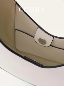 STEPHIECATHY 時尚女士們PU皮革不對稱手提包 - 米色 - 查看 9