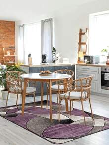 Home Decoration Crystal Velvet Geometric Pattern Carpet Floor Mat - Purple - View 7