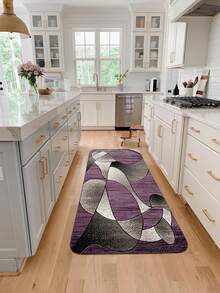 Home Decoration Crystal Velvet Geometric Pattern Carpet Floor Mat - Purple - View 8