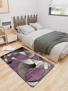 Home Decoration Crystal Velvet Geometric Pattern Carpet Floor Mat - Purple - View 4