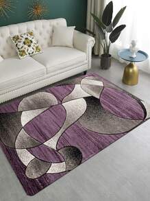 Home Decoration Crystal Velvet Geometric Pattern Carpet Floor Mat - Purple - View 1