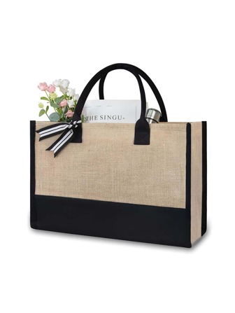 Bolsa de yute/lona con inicial, bolsa de regalo personalizada, adecuada para boda, cumpleaños, playa, vacaciones, es un gran regalo para mujeres, mamá, maestros, amigos, damas de honor, estudiantes, regreso a la escuela, bolsa grande, bolsa de playa para mujeres, bolsa de yute/lona para viajes, vacaciones, fin de semana, vacaciones, viajes por carretera, regalos personalizados para amigos, ella, regalo de cumpleaños ideal (los estilos de pañuelo son aleatorios)