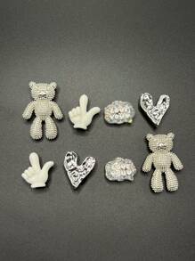 Phụ kiện trang trí giày gấu kim loại mới đến - trắng - Xem 5