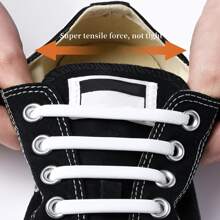 16条/套 宽松鞋带，无扣T型硅胶弹性免系鞋带，创意无扣弹性鞋带，鞋子，春夏精选，伴娘礼物，房间，卧室装饰，海滩，旅行，男女皆宜，度假，可爱小物 - 黑色 - 查看 6