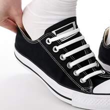 16条/套 宽松鞋带，无扣T型硅胶弹性免系鞋带，创意无扣弹性鞋带，鞋子，春夏精选，伴娘礼物，房间，卧室装饰，海滩，旅行，男女皆宜，度假，可爱小物 - 黑色 - 查看 4