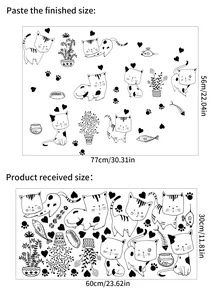 1 pieza con dibujos animados negro & blanco en planta Ollas extraíble Pegatina de pared para dormitorio , cocina , vestíbulo Decoración - Negro - Ver 4