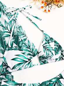 Tropical Triangle Bikini With Cover Up - Green - View 4