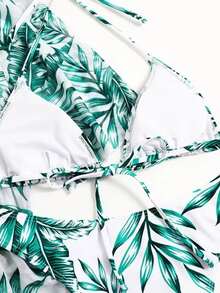 Tropical Triangle Bikini With Cover Up - Green - View 5