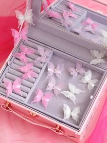 14入組女孩蝴蝶&水鑽裝飾鴨嘴夾適用於頭髮裝飾用品 - 彩色 - 查看 2