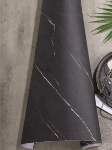 Làm dày Giấy dán tường bằng đá cẩm thạch mờ Bóc và dán Giấy tiếp xúc màu đen Granite Matte tự dính Cuộn phim Vinyl có thể tháo rời để trang trí bàn bếp - màu đen - Xem 5