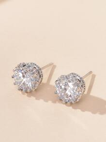4入組新娘飾品方形方晶鋯石女士裝飾耳朵耳釘 - 銀色 - 查看 2