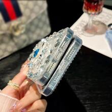 Rhinestone Decor Clear Phone Case With Lanyard - Multicolor - View 3