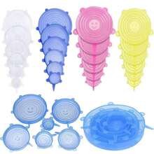 12 silicone retractable lids, food bowl lids - White - View 6