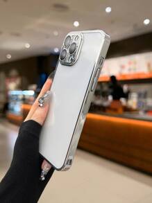 Contrast Frame Clear Phone Case - Silver - View 1