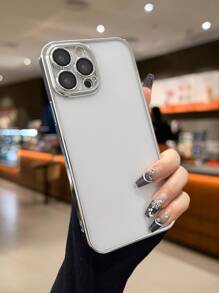Contrast Frame Clear Phone Case - Silver - View 2
