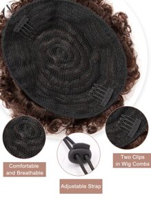 Tóc giả ngắn xoăn bồng bềnh kiểu châu Phi, có dây rút, làm từ sợi tổng hợp. - Màu Tím - Xem 4