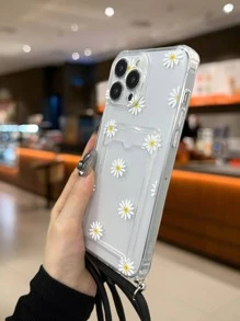 motivo floreale Custodia per telefono con slot per schede & Cordino - Bianco - Visualizzare 3