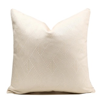 Beige Grid Decorative Pillow Case With Embroidered Geometric Design